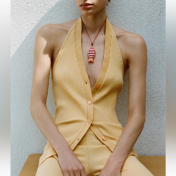 ZARA RIBBED HALTER VEST - Picture 4 of 4